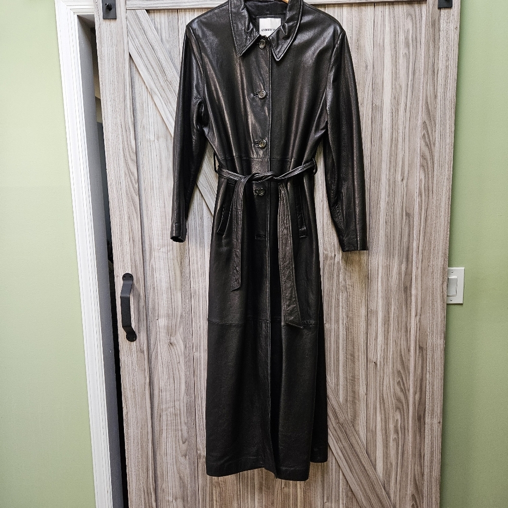 Andrew Marc Trench Leather Coat - Picture 4 of 16
